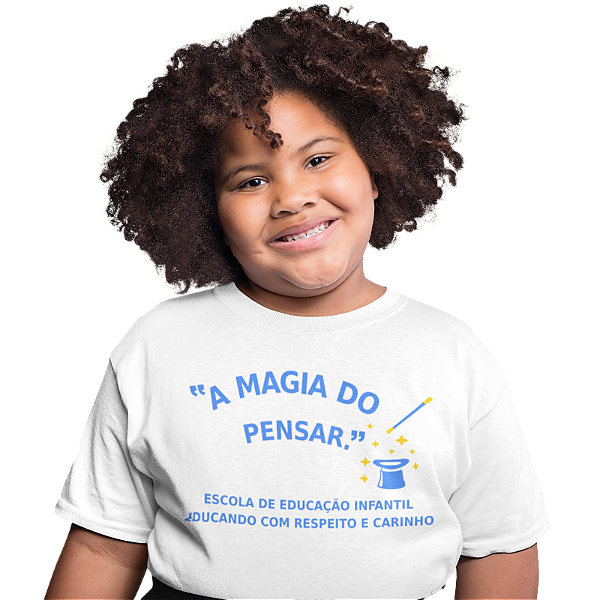 Camiseta Escolar Infantil 100% Poliéster Manga Curta - A Magia do Pensar