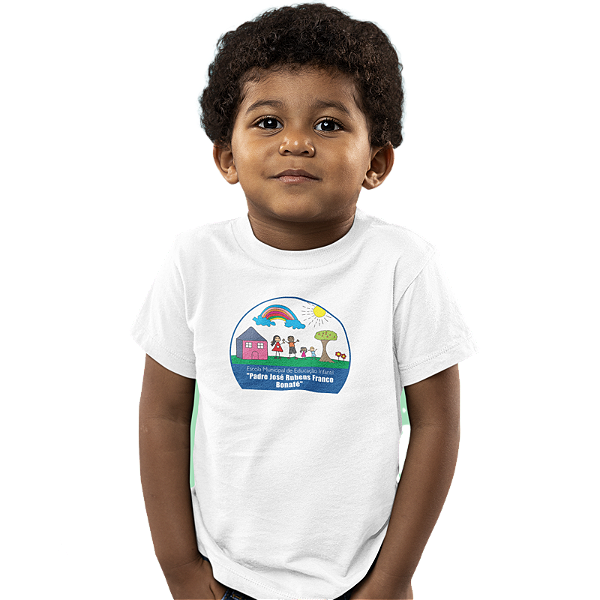 Camiseta Escolar Infantil 100% Poliéster Manga Curta - EMEI Padre José Rubens Franco Bonafé