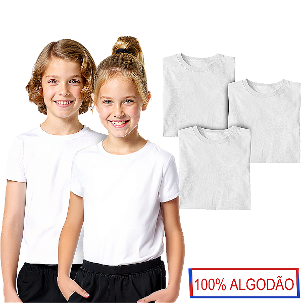 Kit 03 Camisetas Lisa Algodão Manga Curta Juvenil - Conforto e Estilo para o Dia a Dia
