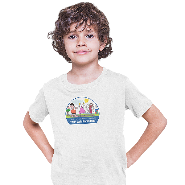 Camiseta Escolar Infantil 100% Poliéster Manga Curta - EMEI Profª Sonia Mara Ramos