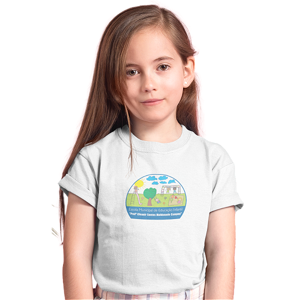 Camiseta Escolar Infantil 100% Poliéster Manga Curta - EMEI Profª Cleanir Santos Maldonado Campoy