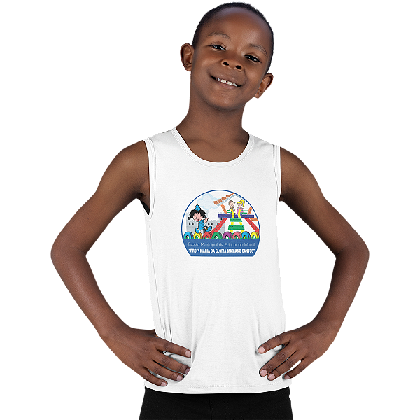 Camiseta Escolar Infantil 100% Poliéster Regata - EMEI Profª Maria da Glória Mariano Santos