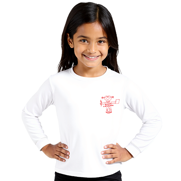 Camiseta Escolar Infantil 100% Poliéster Manga Longa - EMEI Marilda Aparecida Montemor