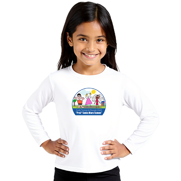 Camiseta Escolar Infantil 100% Poliéster Manga Longa - EMEI Profª Sonia Mara Ramos