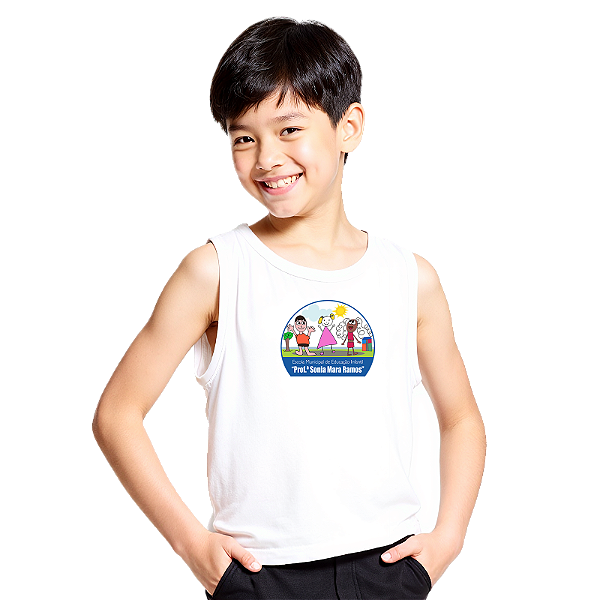 Camiseta Escolar Infantil 100% Poliéster Regata - EMEI Profª Sonia Mara Ramos