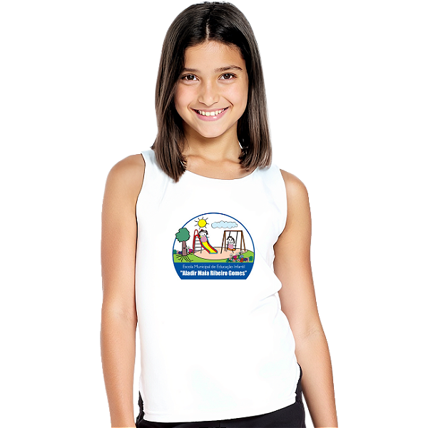 Camiseta Escolar Infantil 100% Poliéster Regata - EMEI Aladir Maia Ribeiro Gomes