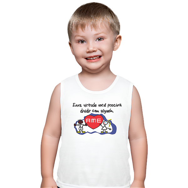 Camiseta Escolar Infantil 100% Poliéster Regata - Creche AME