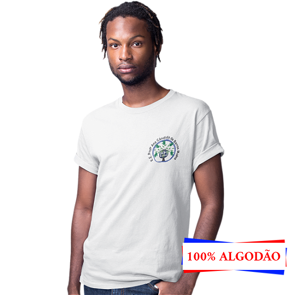 Camiseta ADULTO Escolar 100% Algodão Manga Curta BRANCA  E.E. Profª Ana Cândida de Barros Molina