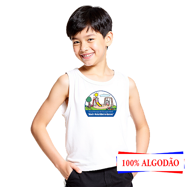 Camiseta Escolar Infantil 100% ALGODÃO Regata - EMEI Aladir Maia Ribeiro Gomes