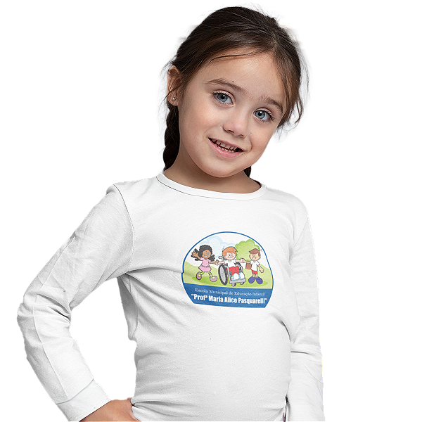 Camiseta Escolar Infantil 100% Poliéster Manga Longa - EMEI Profª Maria Alice Pasquarelli