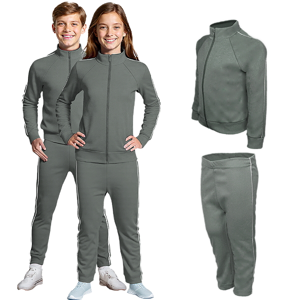 Conjunto Helanca juvenil - Cinza Chumbo