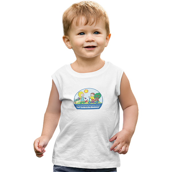 Camiseta Escolar Infantil 100% Poliéster Regata - EMEI Profª Elza Maria Dias Mendonça