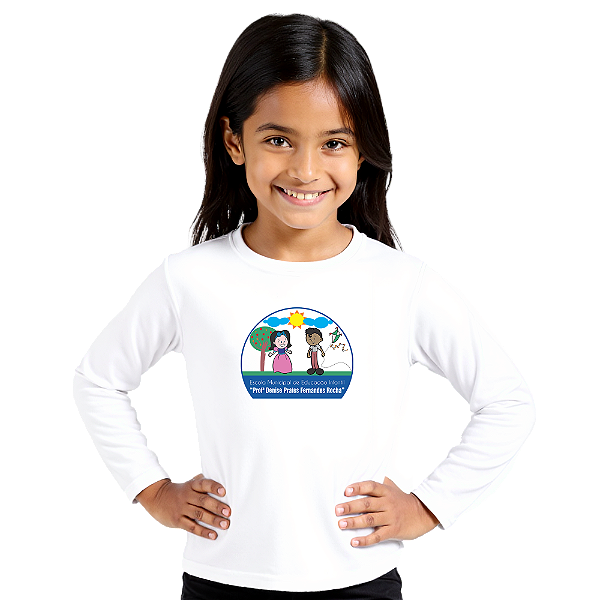 Camiseta Escolar Infantil 100% Poliéster Manga Longa - EMEI Profª Denise Prates Fernandes Rocha
