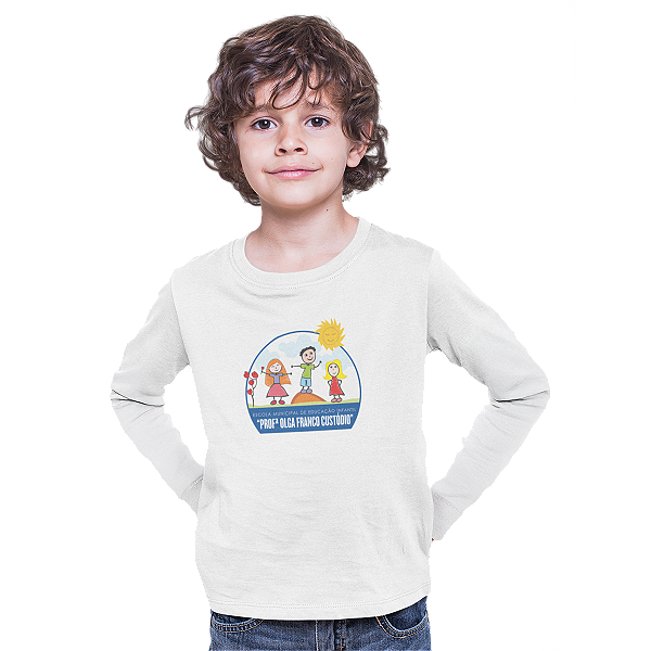 Camiseta Escolar Infantil 100% Poliéster Manga Longa - EMEI Profª Olga Franco Custódio