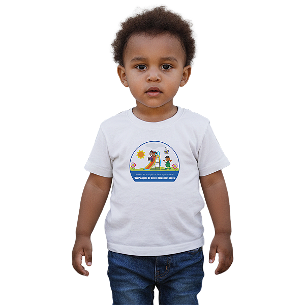 Camiseta Escolar Infantil 100% Algodão Manga Curta - EMEI Profª Ângela de Castro F. Lopes