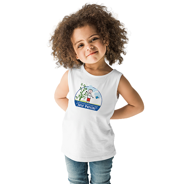 Camiseta Escolar Infantil 100% Poliéster Regata - EMEI José Purcini