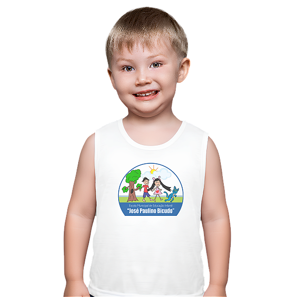 Camiseta Escolar Infantil 100% Poliéster Regata - EMEI José Paulino Bicudo