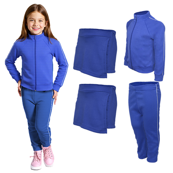 Kit Conjunto Escolar Helanca com 2 Short-Saias Infantil