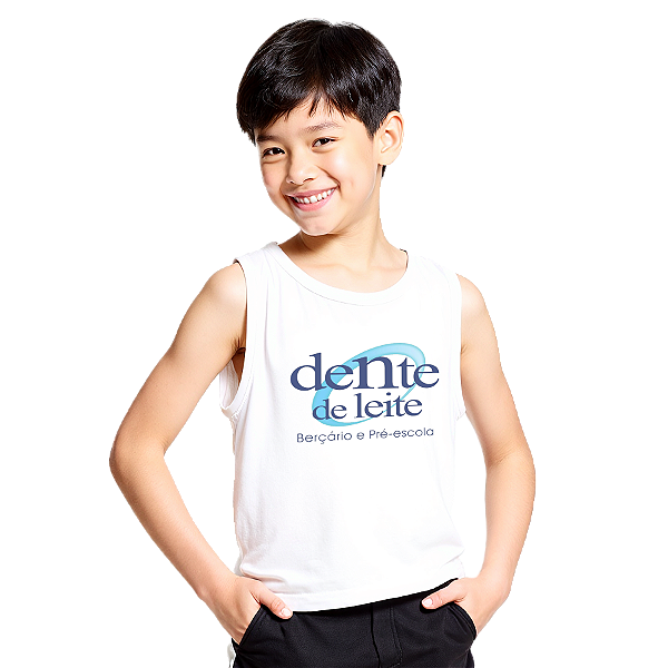 Camiseta Escolar Infantil 100% Algodão Regata - Escola Dente de Leite