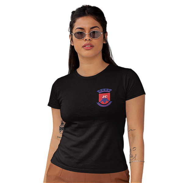 Camiseta Escolar Adulto Preto 100% Algodão Baby Look - E.E. João Cursino