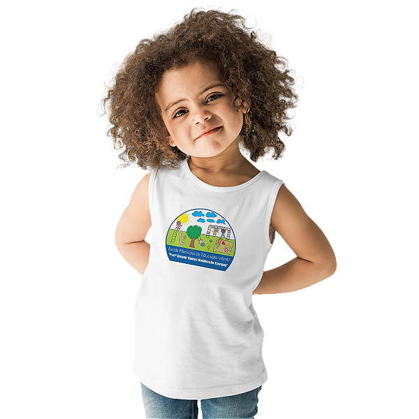 Camiseta Escolar Infantil 100% Poliéster Regata - EMEI Profª Cleanir Santos Maldonado Campoy