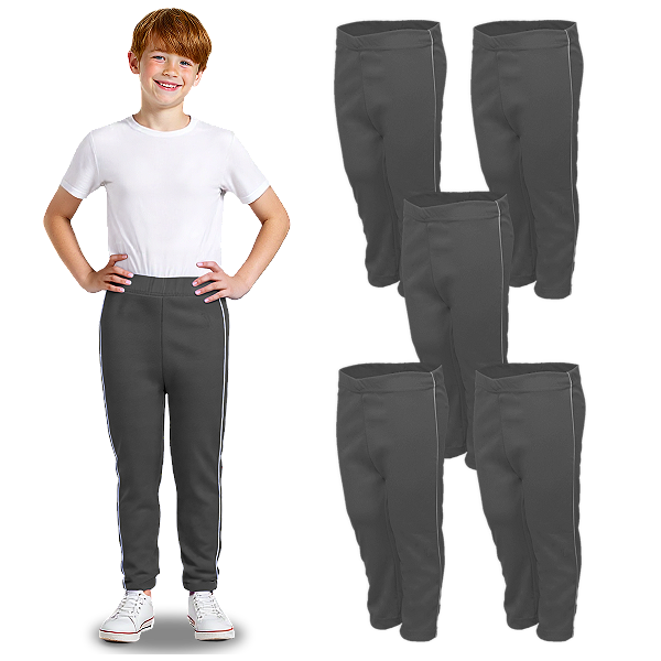 Kit 5 Calças Helanca Escolar Infantil Cinza Chumbo