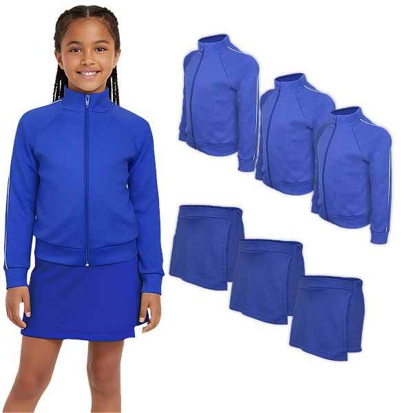 Kit 3 Conjuntos Infantil Blusa e Short-Saia Uniforme Escolar