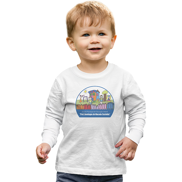 Camiseta Escolar Infantil 100% Poliéster Manga Longa - EMEI Prof. Domingos de Macedo Custódio