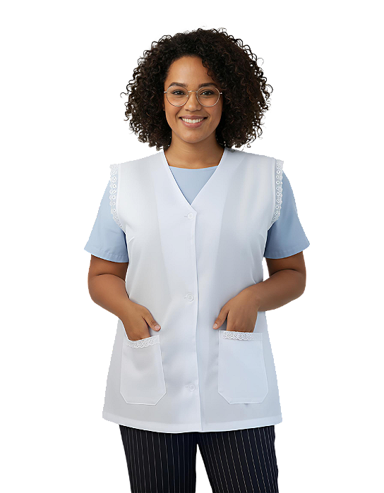 Jaleco PLUS SIZE Avental Professora Sem Manga Feminino Oxford