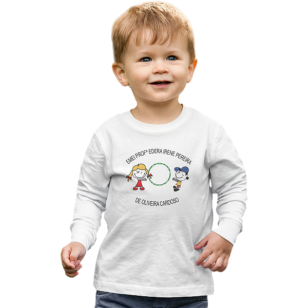 Camiseta Escolar Infantil 100% Poliéster Manga Longa - EMEI Profª Édera Irene P. de Oliveira Cardoso