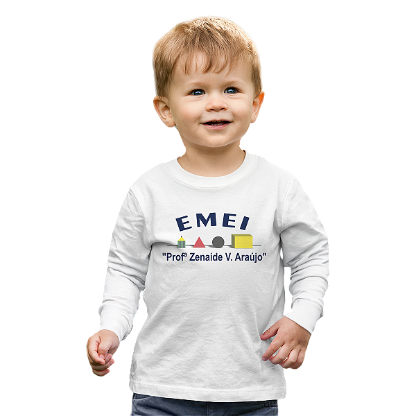 Camiseta Escolar Infantil 100% Algodão Manga Longa - EMEI Profª Zenaide V. Araújo