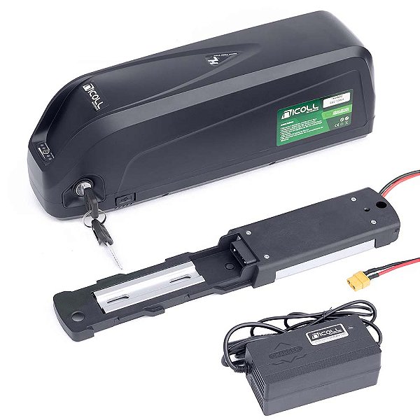 Bateria 48v 13Ah Trapezio Litio Nicoll Para Bicicleta Eletrica Com Base e Carregador