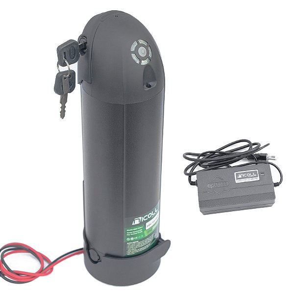 Bateria 36v 10,5ah Lítio Garrafa Carregador E Base Bicicleta