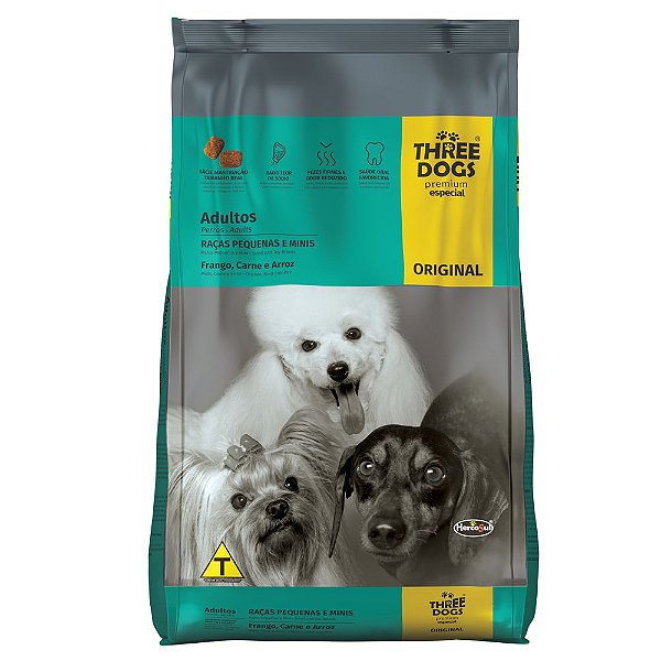 Racao Three Dogs Original Ad. Peq e Mini 10,1kg