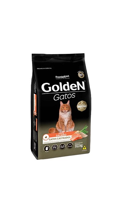 Racao Golden Gatos Castrado Salmao 10,1 Kg