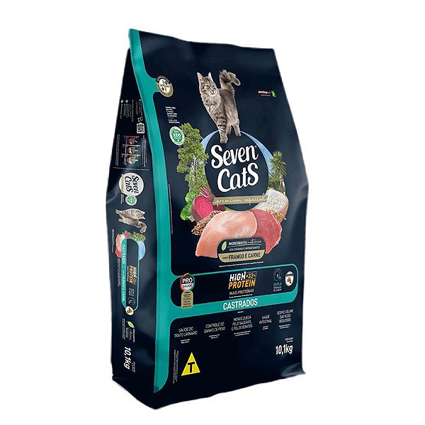 Racao Seven Cats Ad Salmao Carne Frango 10,1kg