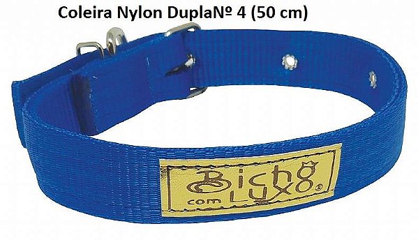 Coleira Nylon Dupla Etiqueta N4 - Bicho Com Luxo
