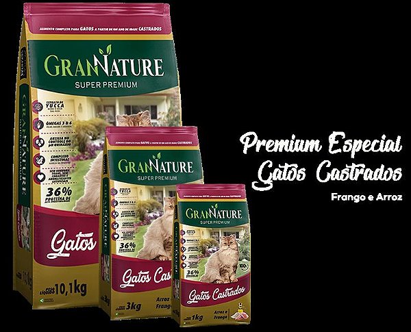 Racao Gran Nature Gatos Castrados 10,1 Kg
