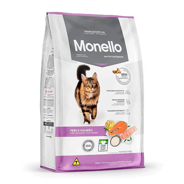 Racao Monello Cat Castrados Peru e Salmao 1kg