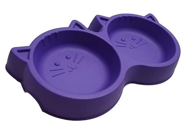 Comedouro Duplo Gato Lilas 500ml (pet Inj