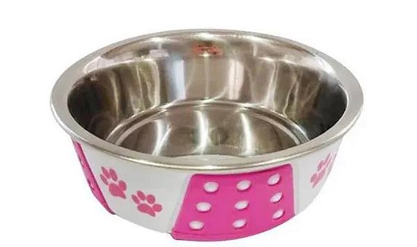 Comedouro Inox Decorado Patinhas 400ml