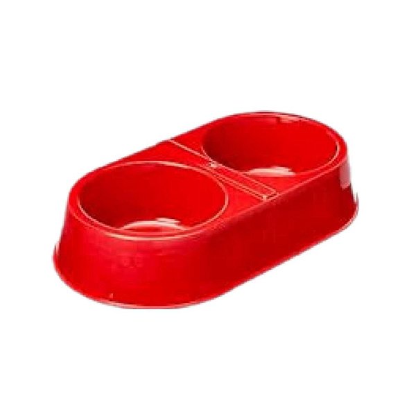 Comedouro Duplo Patinhas 2000ml M/g Vermelho