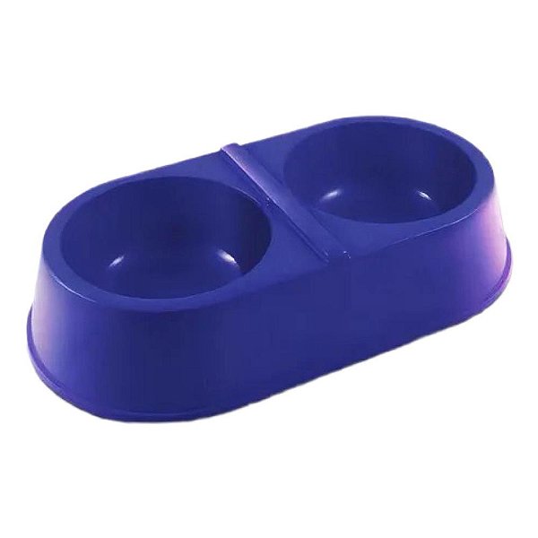 Comedouro Duplo Patinhas 2000ml M/g Azul