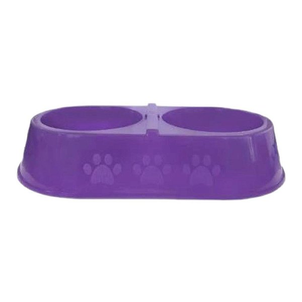 Comedouro Duplo Patinhas 2000ml M/g Lilas