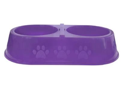 Comedouro Duplo Patinhas 2000ml M/g Lilas