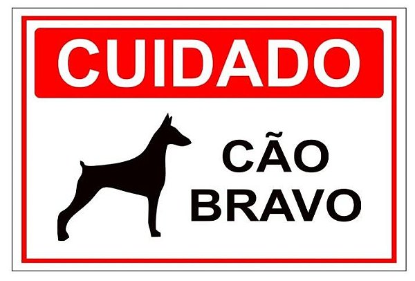 Placa-Cuidado Cachorro Bravo