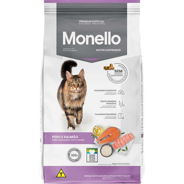 Racao Monello Gatos Castrados Peru e Salmao 10,1kg