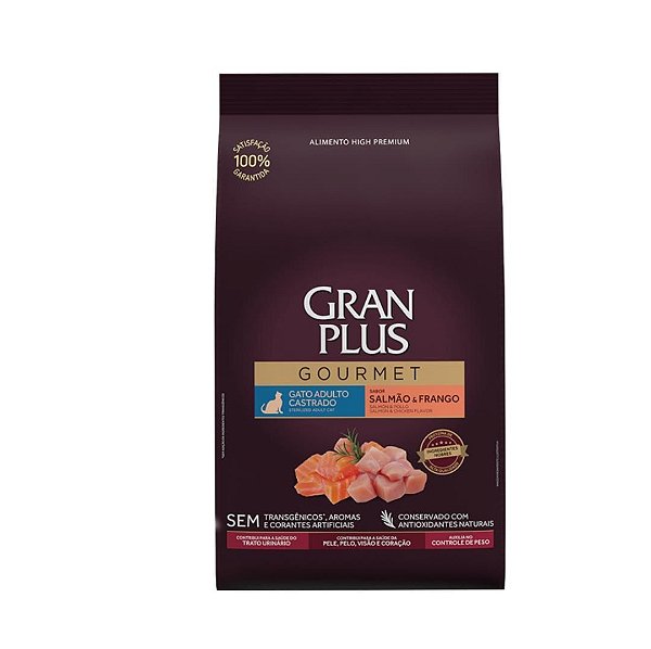 Racao Gran Plus Goumert Gato Castrado Salmao e Frango 10kg
