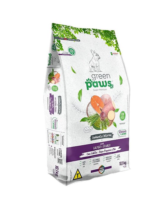 Racao Green Paws Cao Adulto R.P.m - Salmao e Frango 10,1 Kg