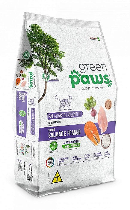 Racao Green Paws Gato Castrado Salmão e Frango Paladar Exigente 10,1 Kg